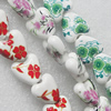 Printing Ceramics Beads, Mix Color, Heart 15x15mm, Sold by Bag  