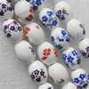 Printing Ceramics Beads, Mix Color, Oval 12x15mm, Sold by Bag  