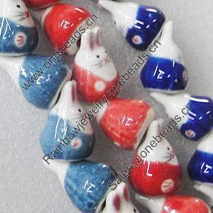 Printing Ceramics Beads, Mix Color, Rabbit 15x23mm, Sold by Bag  