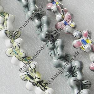 Printing Ceramics Beads, Mix Color, Butterfly 18x13mm, Sold by Bag  