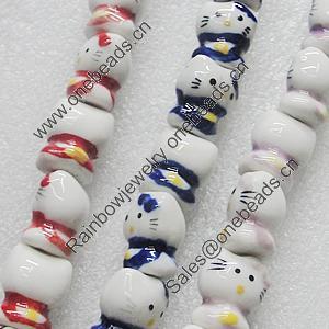 Printing Ceramics Beads, Mix Color, Cat 14x17mm, Sold by Bag  