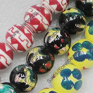 Printing Ceramics Beads, Mix Color, Round 18mm, Sold by Bag  