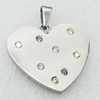 Stainless Steel Pendant, Heart, 32x30mm, Sold by PC  