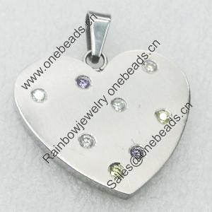 Stainless Steel Pendant, Heart, 32x30mm, Sold by PC  