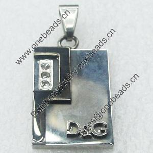 Stainless Steel Pendant, Rectangle, 18x32mm, Sold by PC  