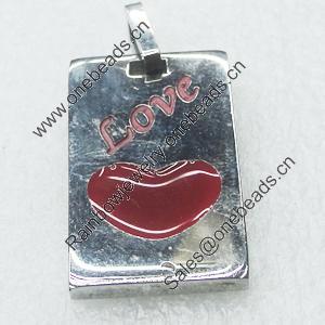 Stainless Steel Pendant, Rectangle, 18x30mm, Sold by PC  