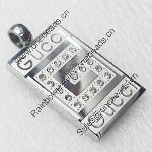 Stainless Steel Pendant, 20x40mm, Sold by PC  