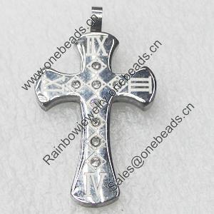 Stainless Steel Pendant, Cross, 26x45mm, Sold by PC  