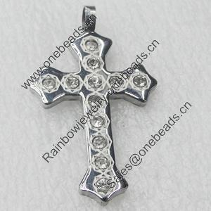 Stainless Steel Pendant, Cross, 26x45mm, Sold by PC  