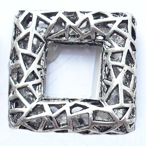 Hollow Bali Beads Zinc Alloy Jewelry Findings, Square, 27x37mm, Sold by Bag  