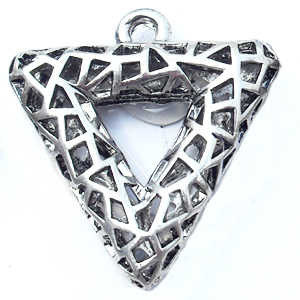 Hollow Bali Pendant Zinc Alloy Jewelry Findings, Triangle, 33x35mm, Sold by Bag  