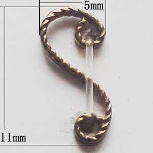 Copper Connectors Jewelry Findings, 5x11mm, Sold by Bag