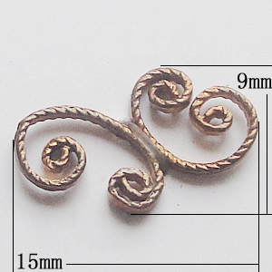 Copper Connectors Jewelry Findings, 15x9mm, Sold by Bag