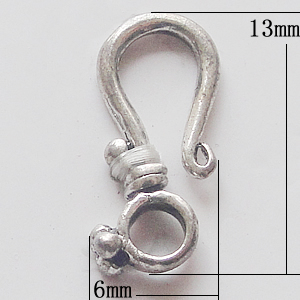 Copper Clasps Jewelry Findings, 6x13mm, Sold by Bag 