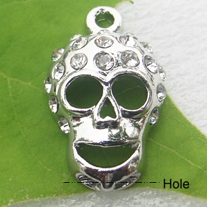 Zinc alloy Jewelry Charm/Connector with rhinestone, Nickel-free & Lead-free A Grade, 20x14mm, Sold by PC 