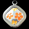 Zinc Alloy Enamel Pendant, Diamond, 21x26mm, Sold by Bag