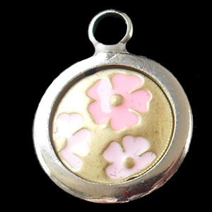 Zinc Alloy Enamel Pendant, Round, 16x21mm, Sold by Bag