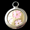 Zinc Alloy Enamel Pendant, Round, 16x21mm, Sold by Bag