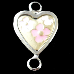 Zinc Alloy Enamel Connector, Heart, 16x26mm, Sold by Bag