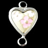 Zinc Alloy Enamel Connector, Heart, 16x26mm, Sold by Bag