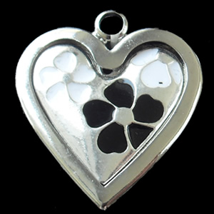 Zinc Alloy Enamel Pendant, Heart, 26x29mm, Sold by Bag