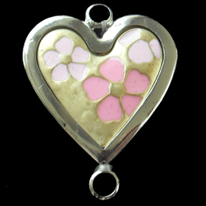 Zinc Alloy Enamel Connector, Heart, 26x33mm, Sold by Bag