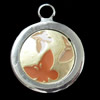 Zinc Alloy Enamel Pendant, Round, 19x23mm, Sold by Bag