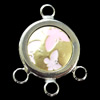 Zinc Alloy Enamel Connector, Round, 19x28mm, Sold by Bag