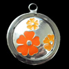 Zinc Alloy Enamel Pendant, Round, 26x31mm, Sold by Bag