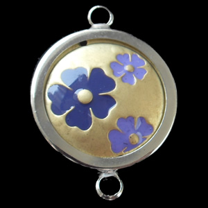 Zinc Alloy Enamel Connector, Round, 26x36mm, Sold by Bag