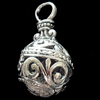Hollow Bali Pendant Zinc Alloy Jewelry Findings, 17x31mm, Sold by Bag