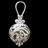 Hollow Bali Pendant Zinc Alloy Jewelry Findings, 18x42mm, Sold by Bag