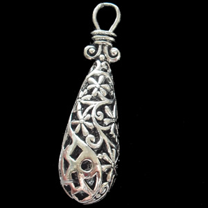 Hollow Bali Pendant Zinc Alloy Jewelry Findings, 13x45mm, Sold by Bag