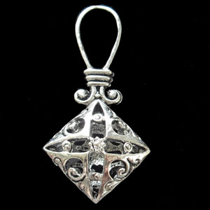 Hollow Bali Pendant Zinc Alloy Jewelry Findings, 19x39mm, Sold by Bag