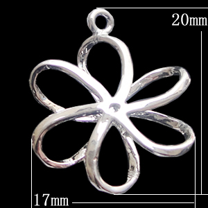 Copper Pendant Setting Jewelry Findings, Flower 17x20mm, Sold by Bag