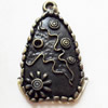 Pendant, Zinc Alloy Jewelry Findings, 17x29mm, Sold by Bag