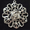 Pendant, Zinc Alloy Jewelry Findings, Flower, 30x36mm, Sold by Bag