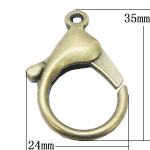 Zinc Alloy Lobster Claw Clasp, 24x35mm, Sold by Bag
