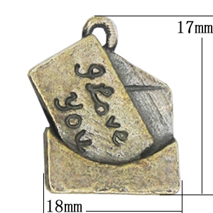 Pendant, Zinc Alloy Jewelry Findings, 18x17mm, Sold by Bag
