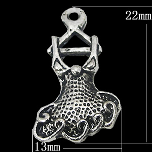 Pendant, Zinc Alloy Jewelry Findings, 13x22mm, Sold by Bag