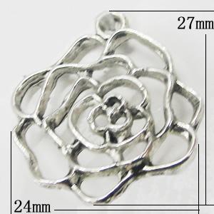 Pendant, Zinc Alloy Jewelry Findings, Flower 24x27mm, Sold by Bag