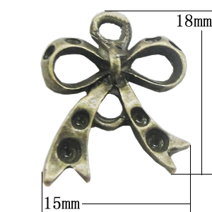 Pendant, Zinc Alloy Jewelry Findings, Bowknot 15x18mm, Sold by Bag