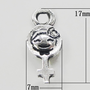 Pendant, Zinc Alloy Jewelry Findings, 7x17mm, Sold by Bag