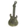 Pendant, Zinc Alloy Jewelry Findings, Guitar 14x40mm, Sold by Bag