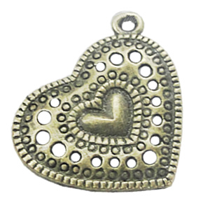 Pendant, Zinc Alloy Jewelry Findings, Heart 24x22mm, Sold by Bag
