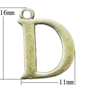 Pendant, Zinc Alloy Jewelry Findings, Letter 11x16mm, Sold by Bag