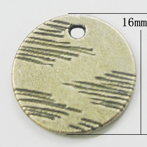 Pendant, Zinc Alloy Jewelry Findings, Flat Round 16mm, Sold by Bag