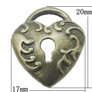Pendant, Zinc Alloy Jewelry Findings, Heart 17x20mm, Sold by Bag