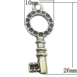 Pendant, Zinc Alloy Jewelry Findings, Key 10x26mm, Sold by Bag