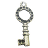 Pendant, Zinc Alloy Jewelry Findings, Key 10x26mm, Sold by Bag